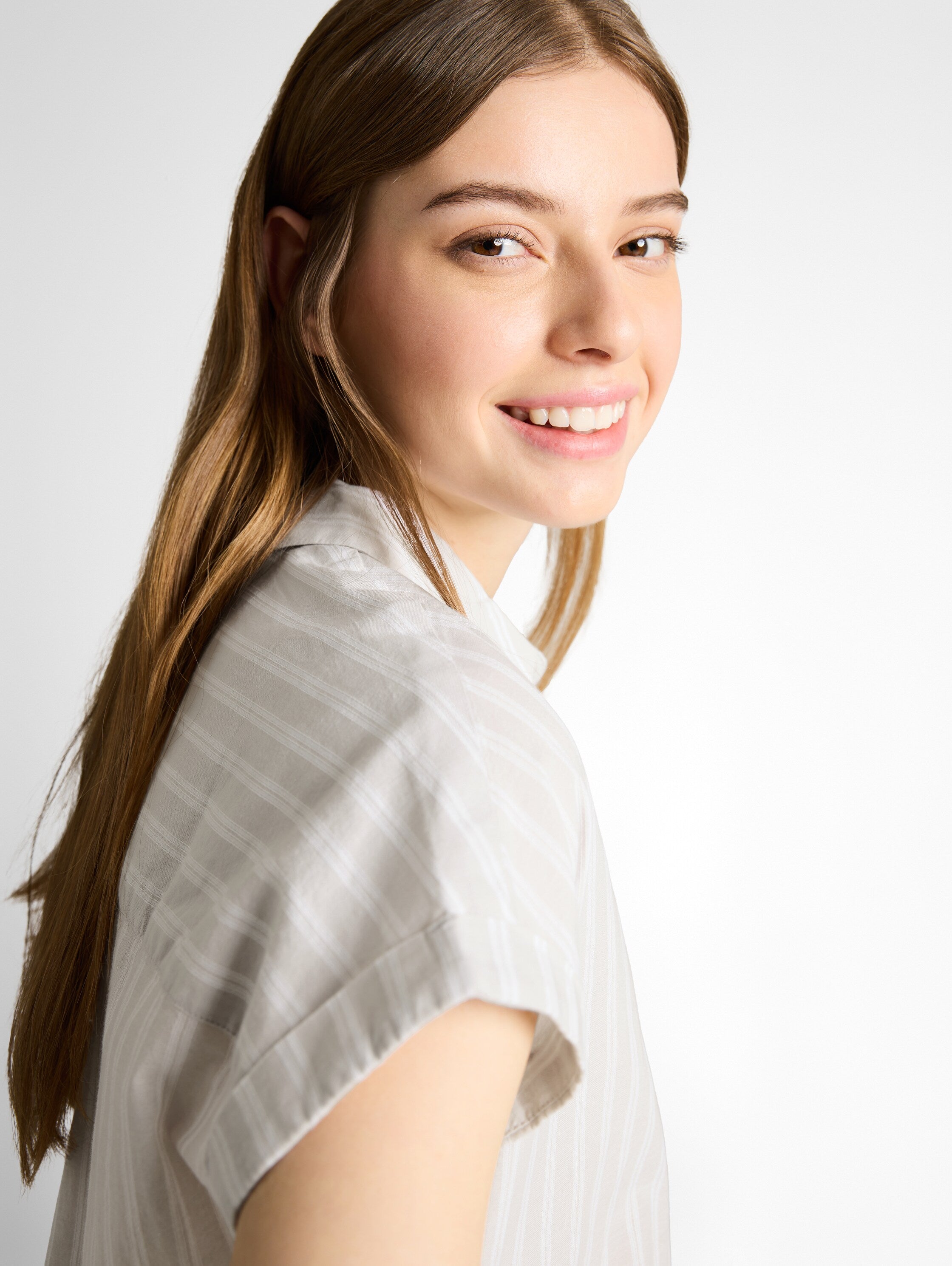 Tom Tailor Beige White Striped Shirt