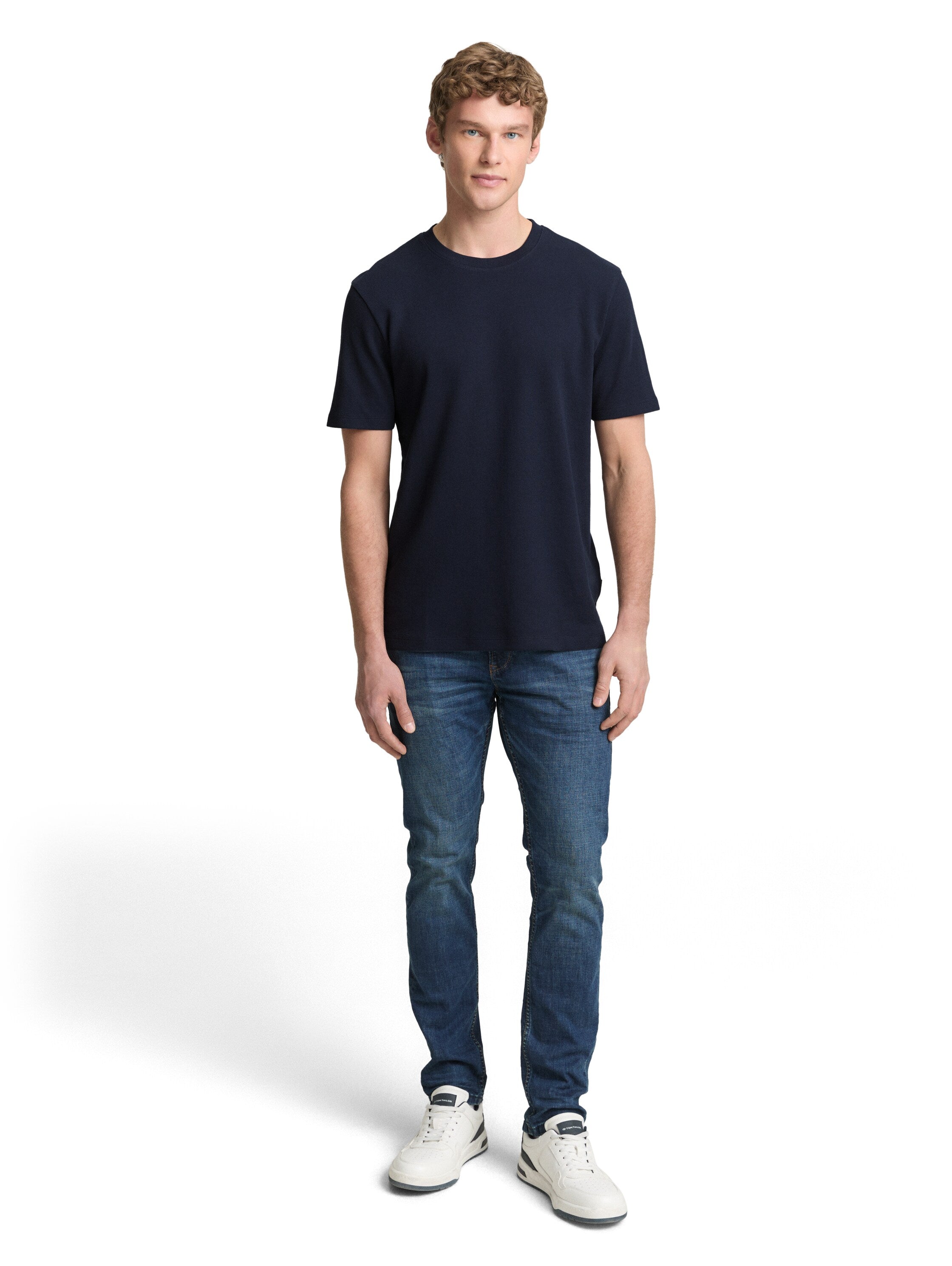 Tom Tailor Navy T-Shirt With Waffle Texture