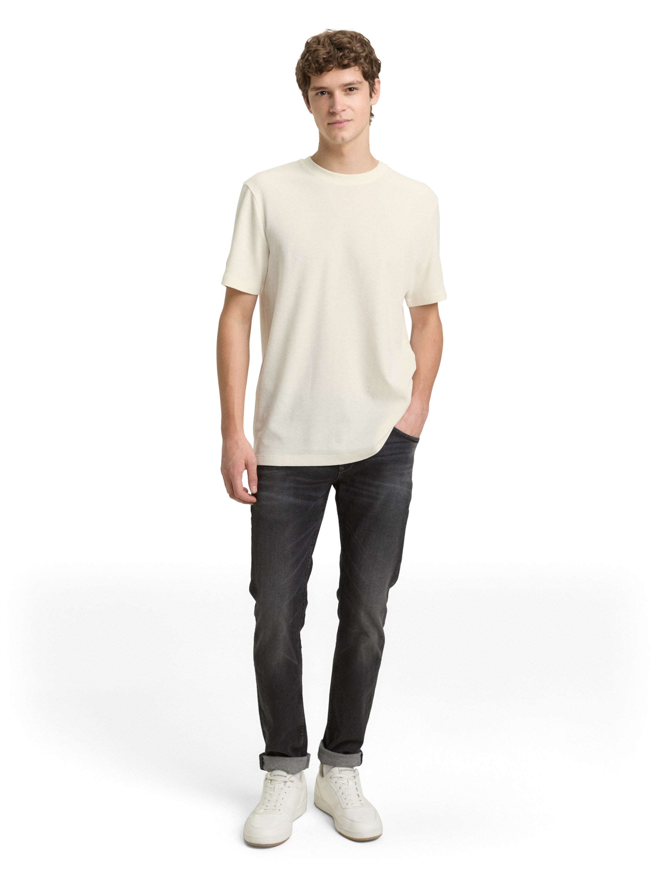 Tom Tailor Light Beige T-Shirt With Waffle Texture