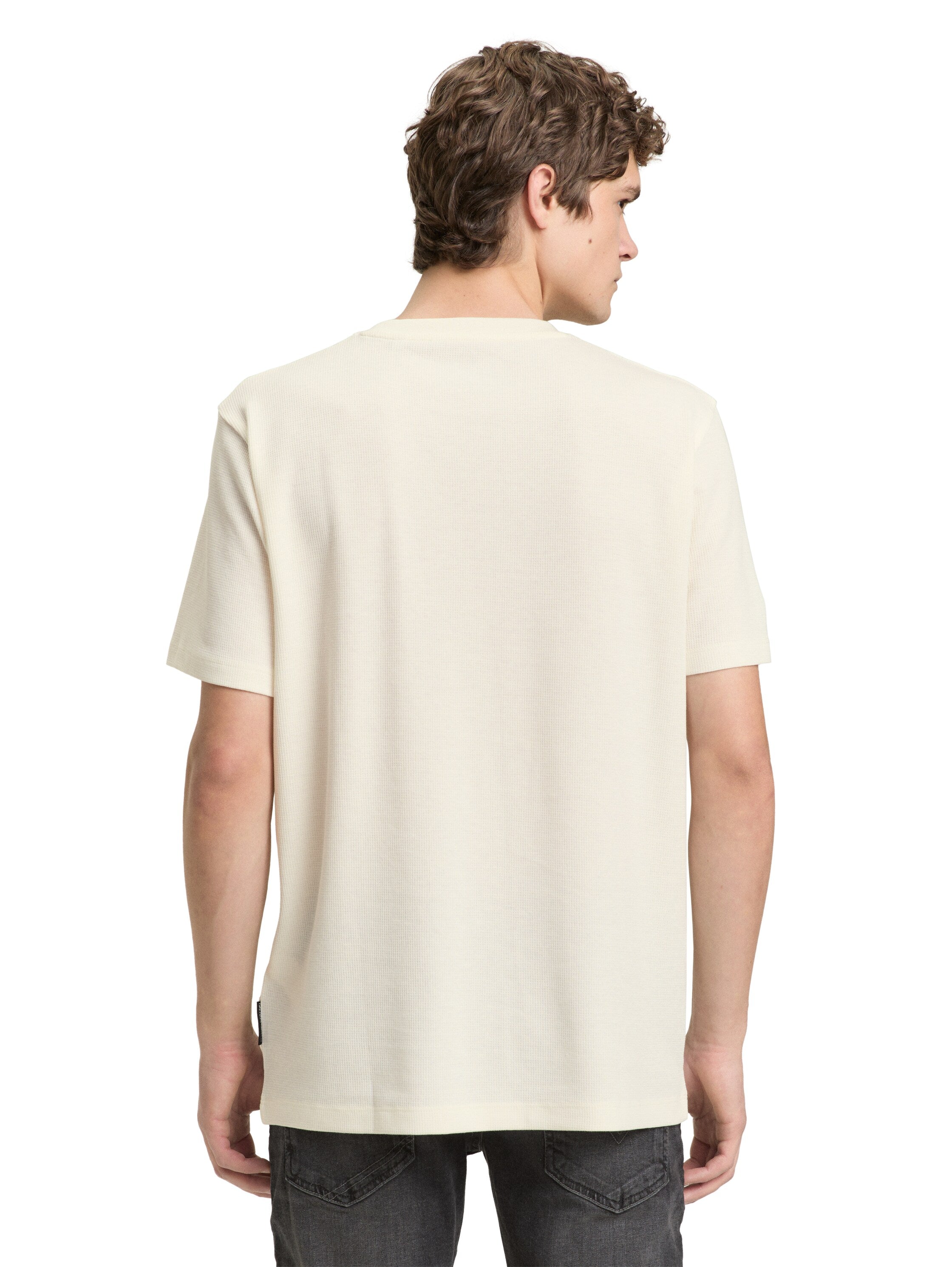 Tom Tailor Light Beige T-Shirt With Waffle Texture