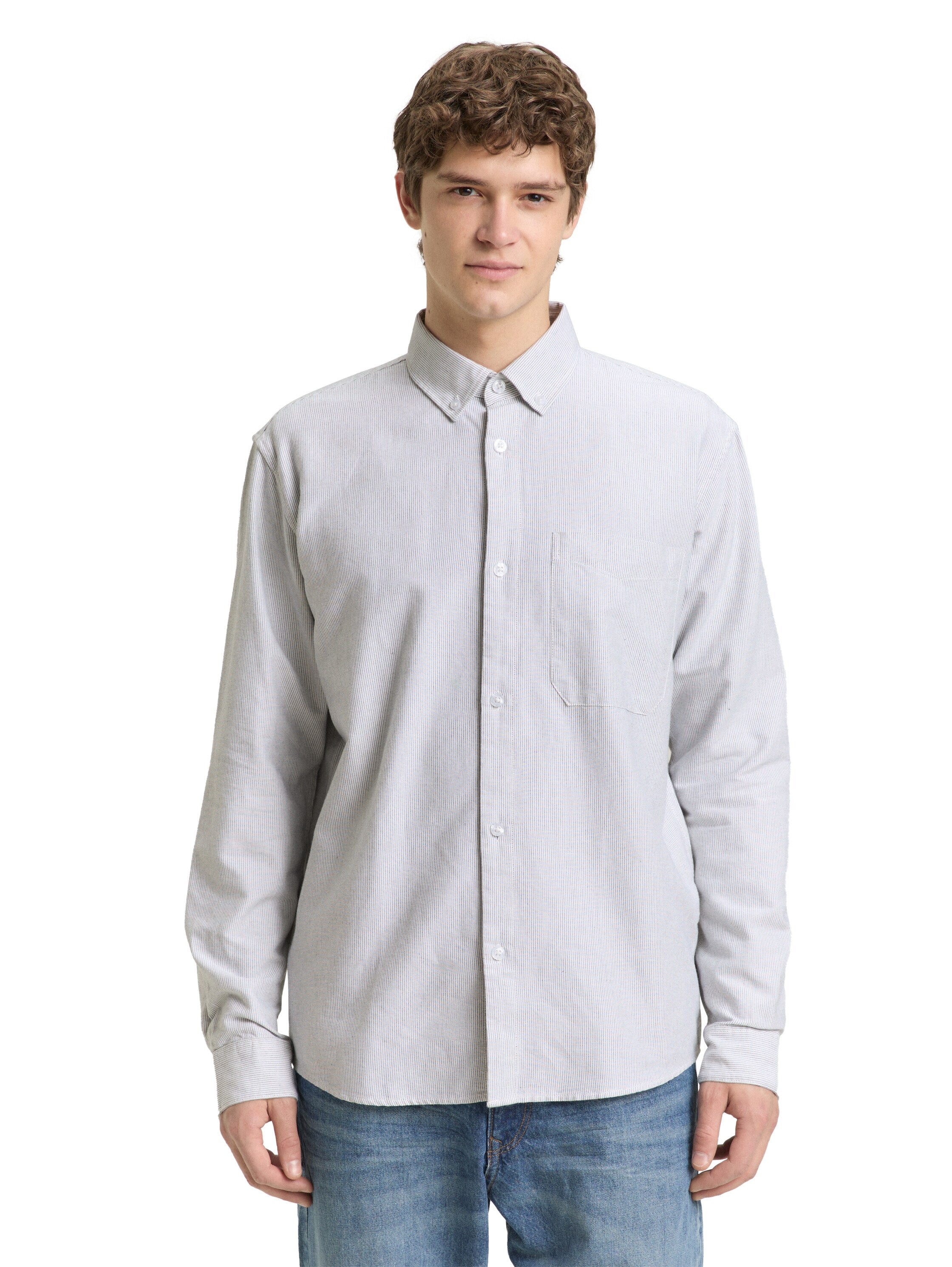 Tom Tailor Relaxed Fit White Shirt with Striped Design