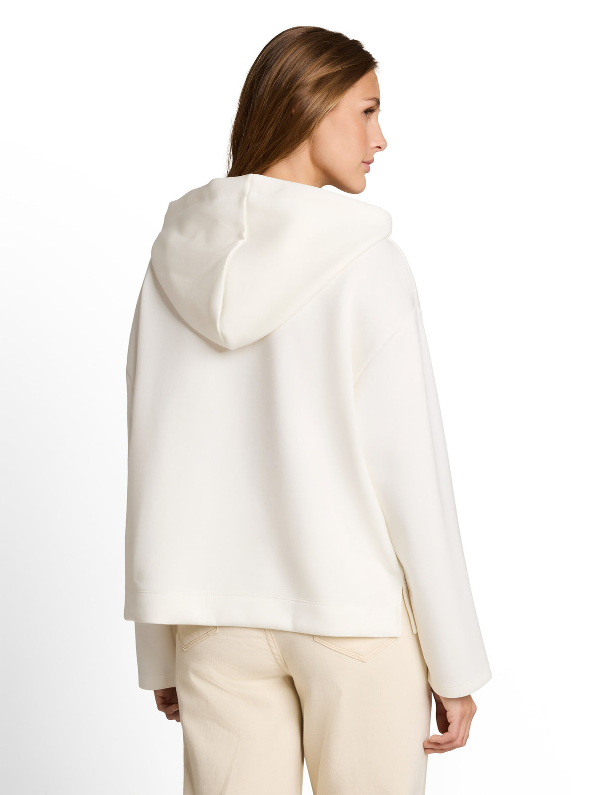 Tom Tailor Off-White Loose-Fit Scuba Hoodie With Embroidery