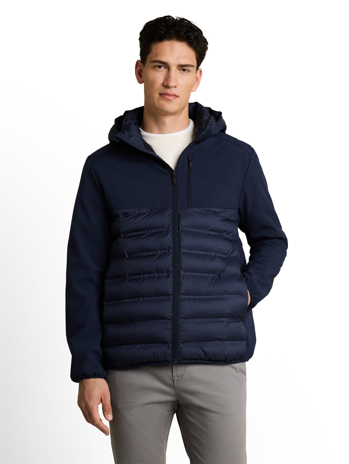 Tom Tailor Navy Jacket with Stand-Up Collar & Hood