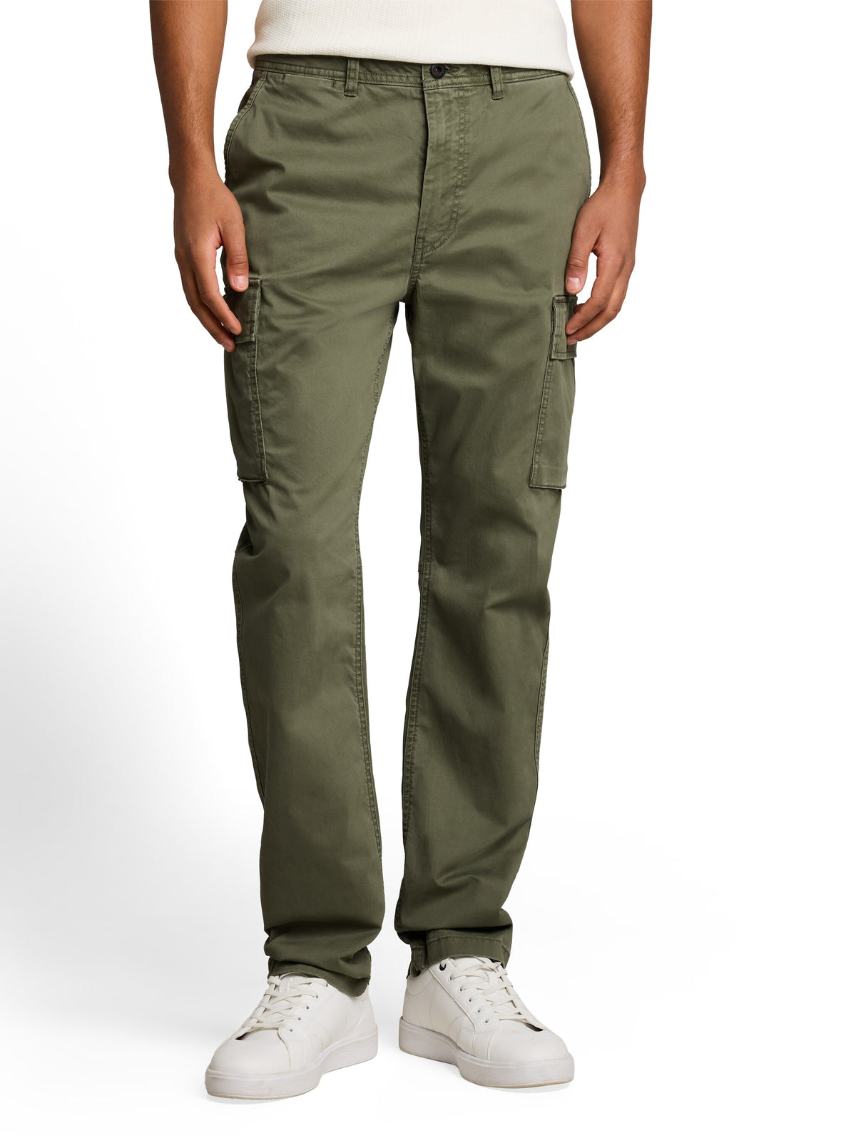 Tom Tailor Olive Green Regular Cargo Pants with Side Pockets