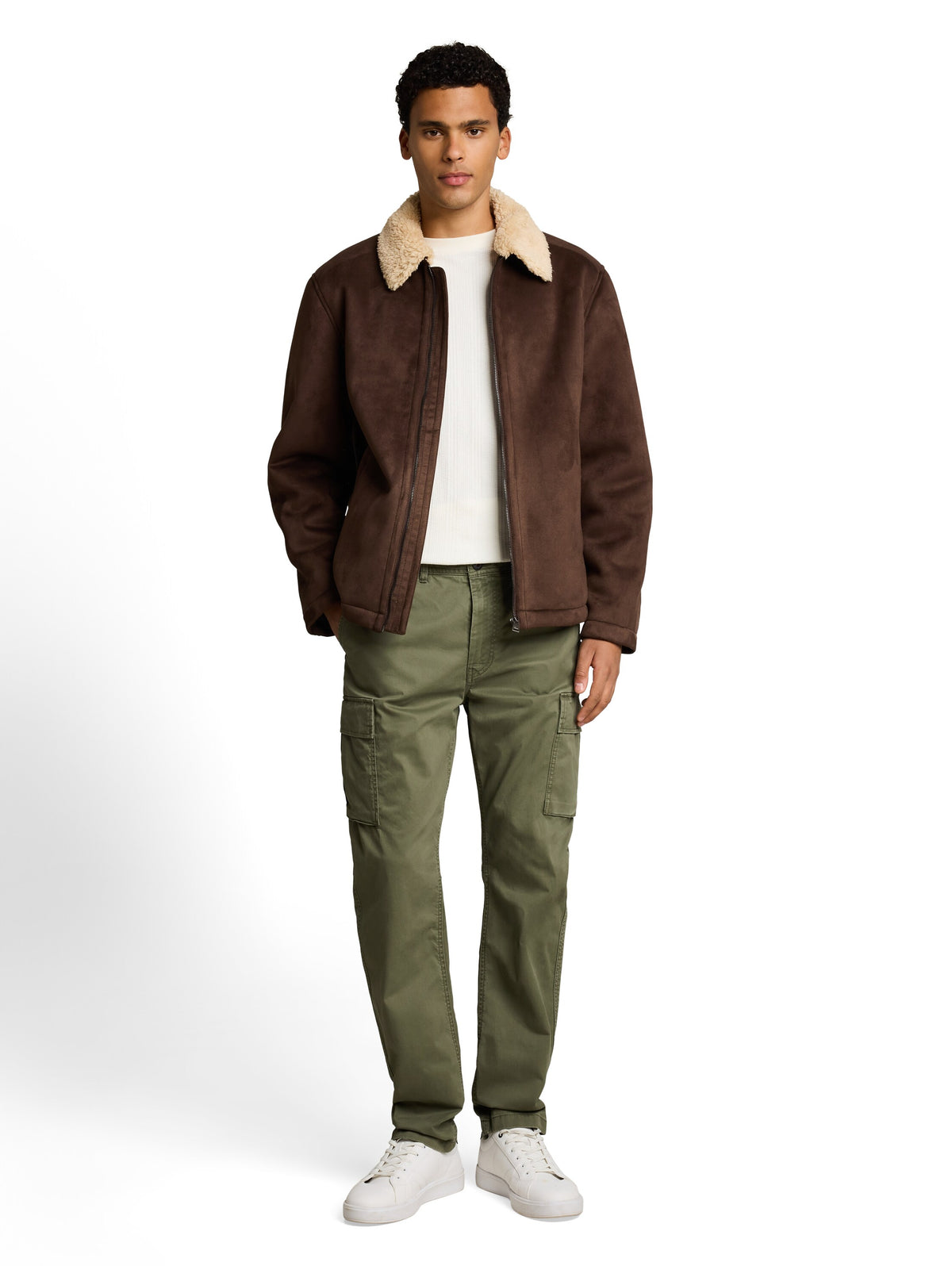 Tom Tailor Olive Green Regular Cargo Pants with Side Pockets