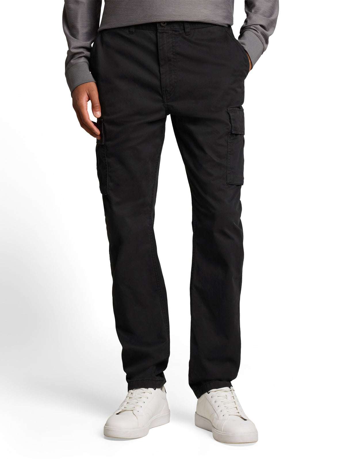 Tom Tailor Black Regular Cargo Pants with Side Pockets