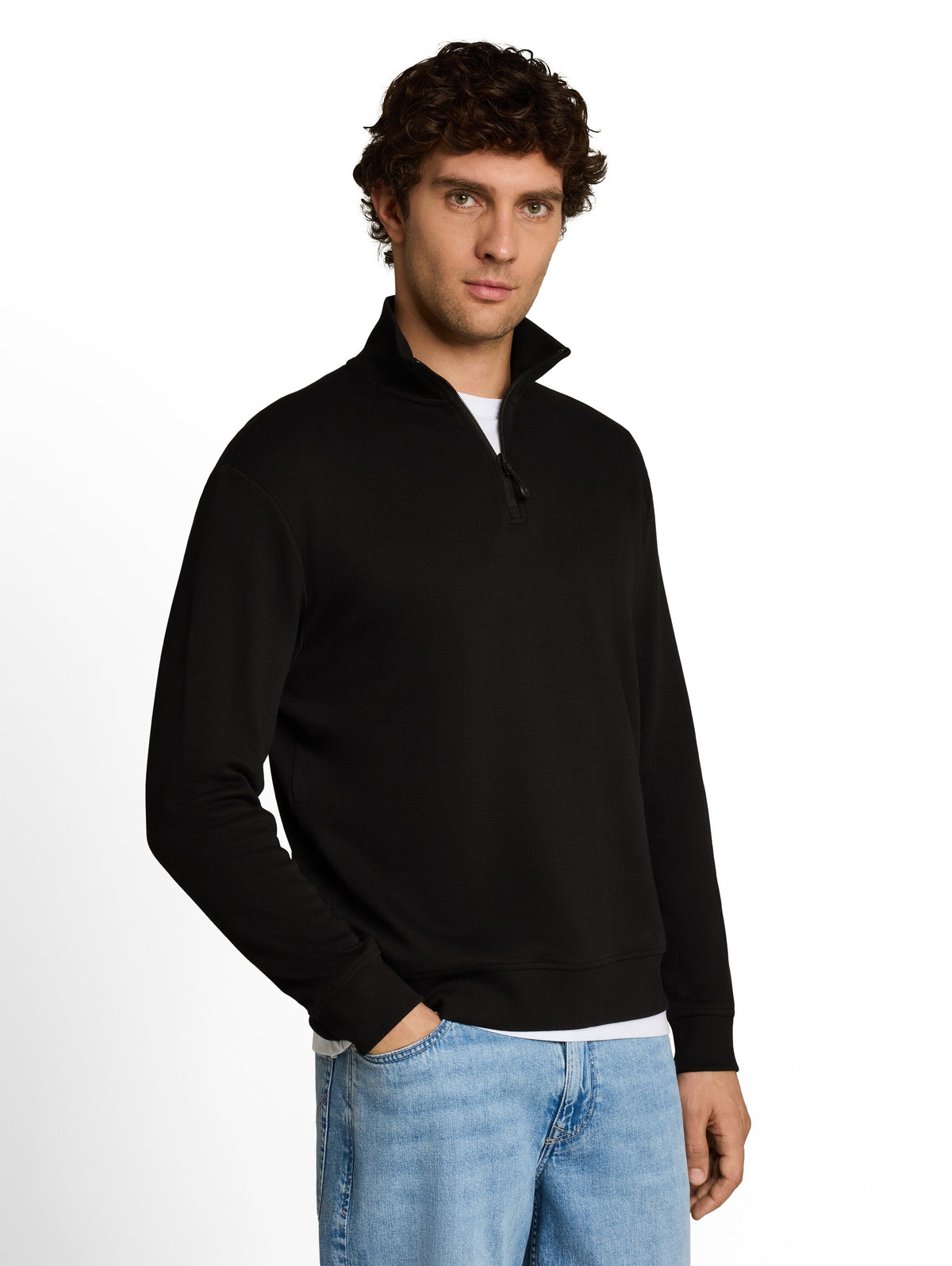 Tom Tailor Black Relaxed-Fit Troyer Sweatshirt