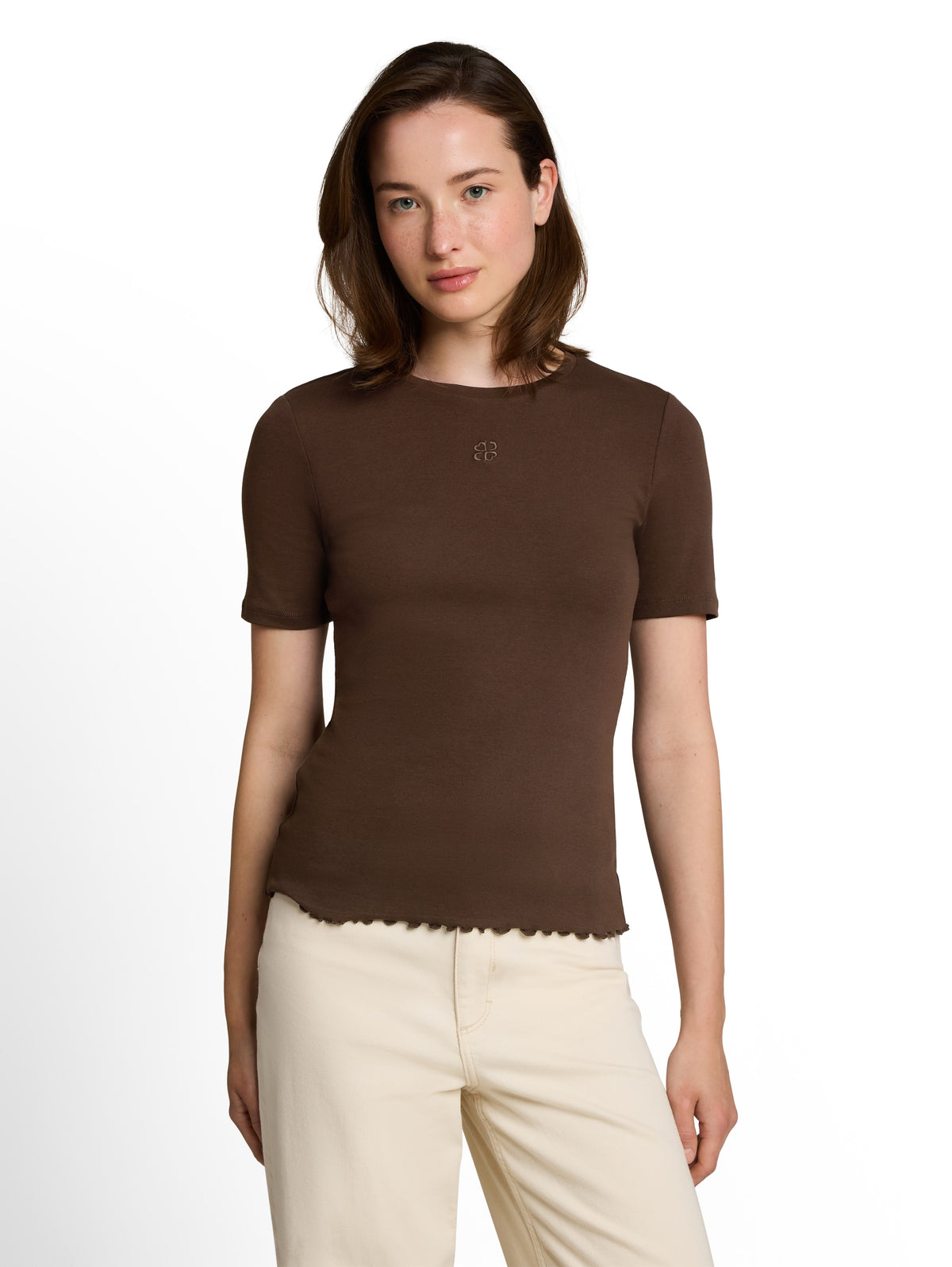 Tom Tailor Brown Slim fit T-Shirt With Embroidery