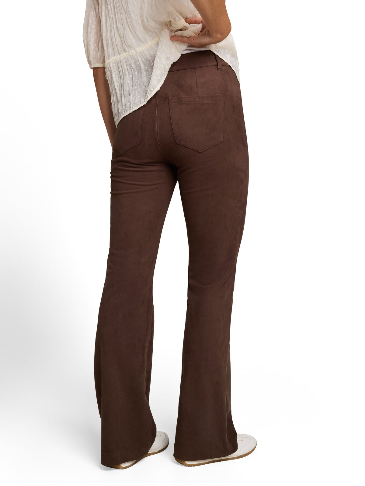 Tom Tailor Brown Flared Trousers in Suede-Effect Fabric Pant