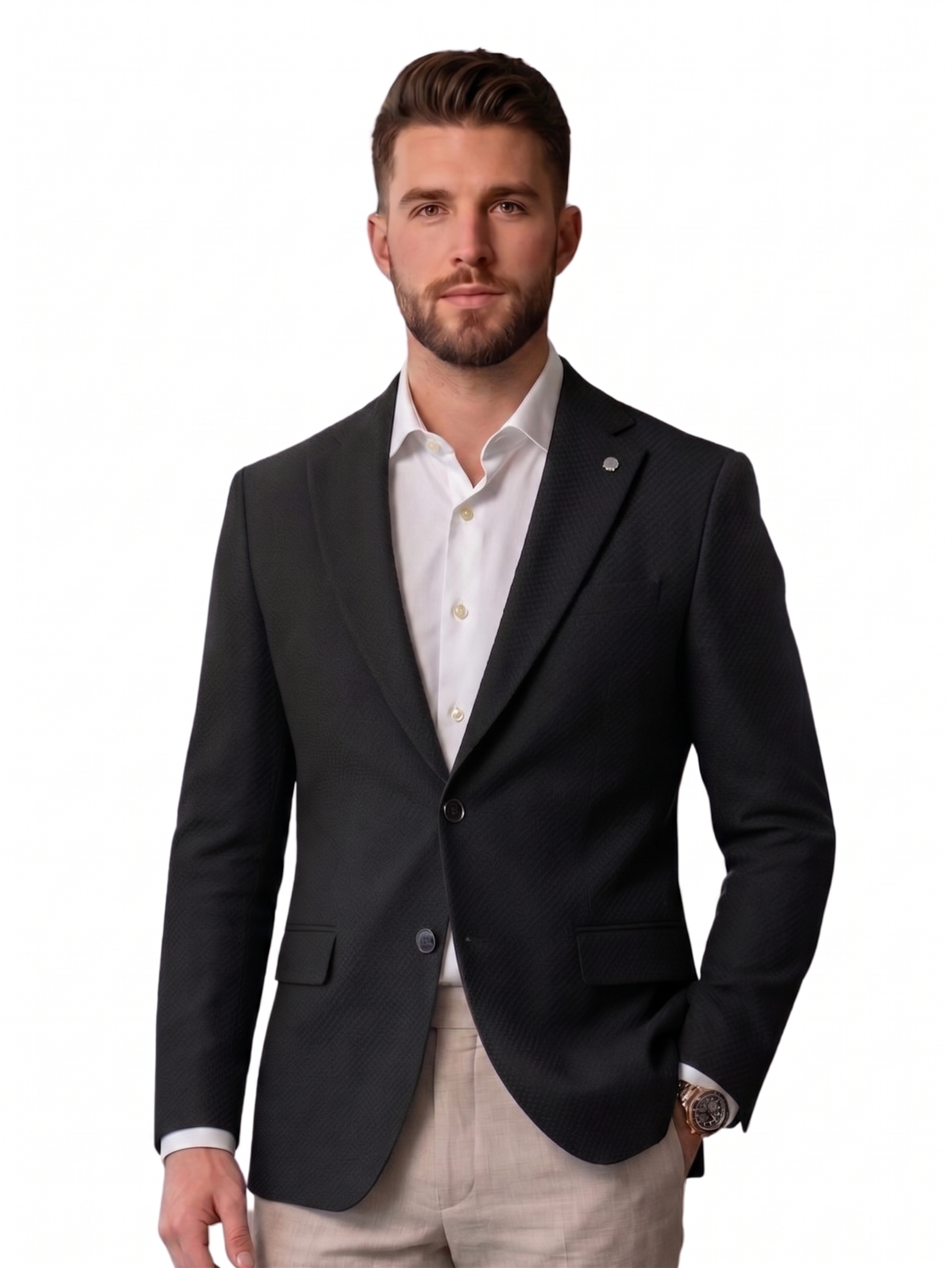 Black Twin Button Cobalt Blazer