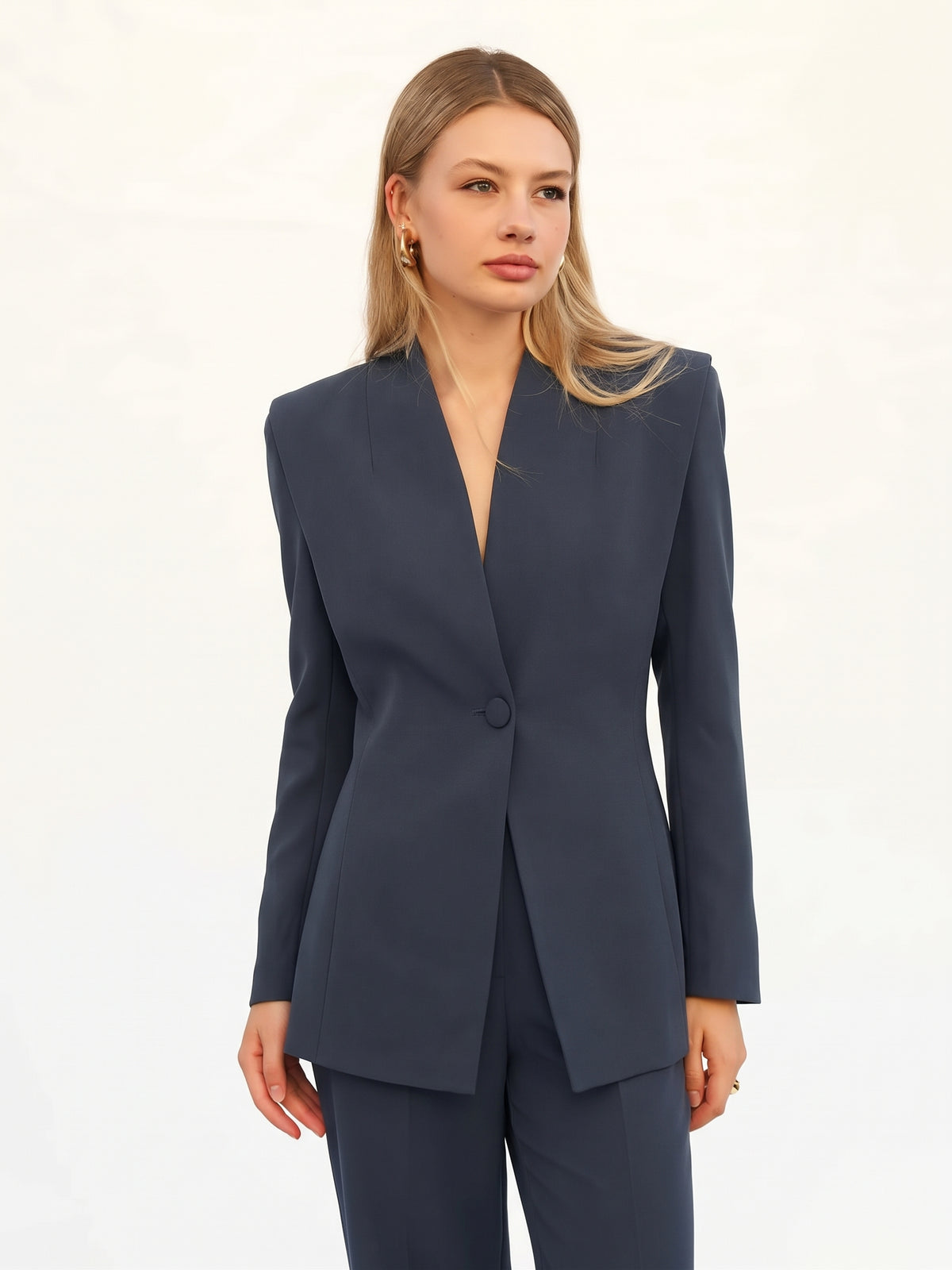 Navy Single-Breasted Blazer