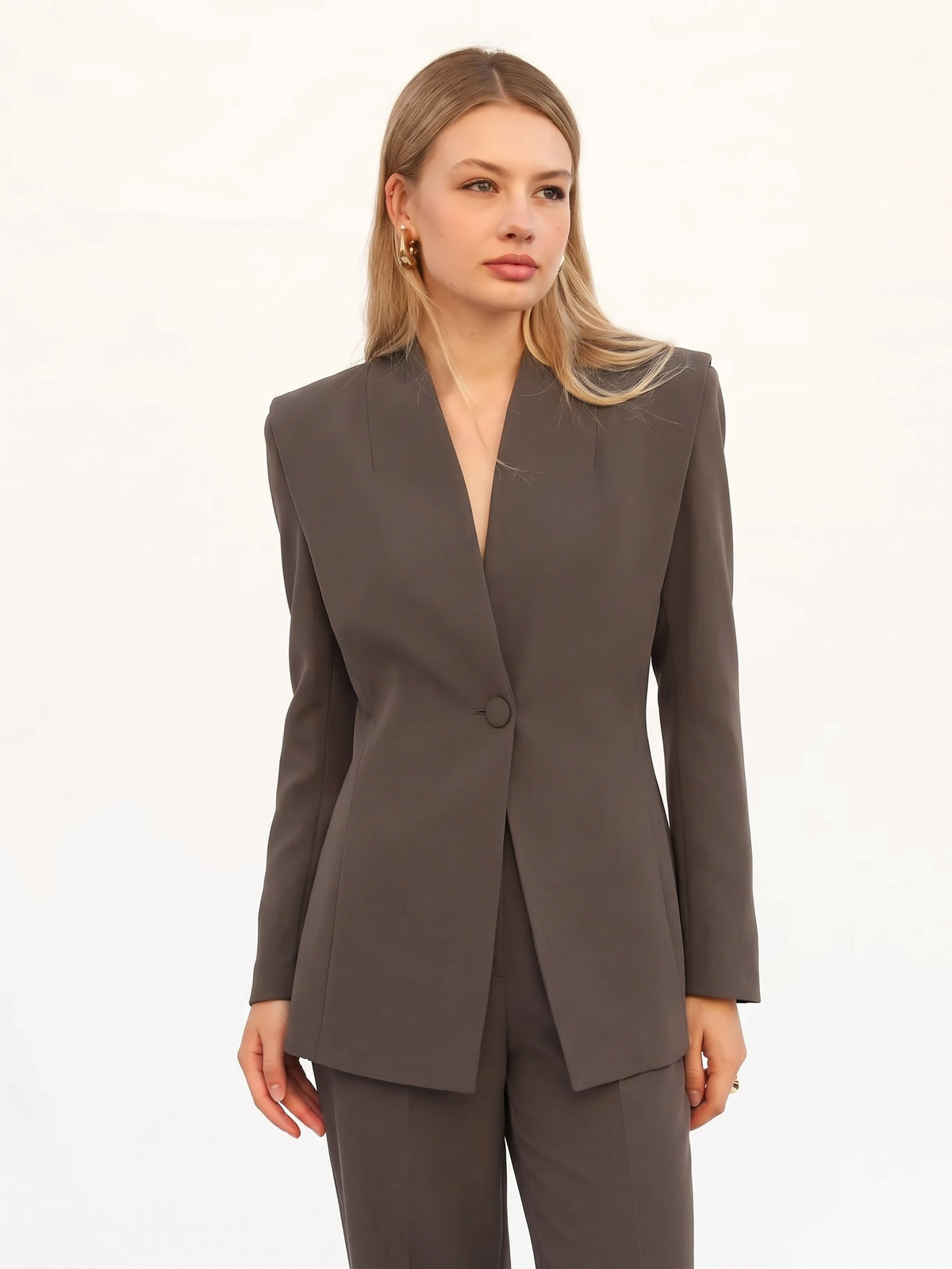Brown Single-Breasted Blazer