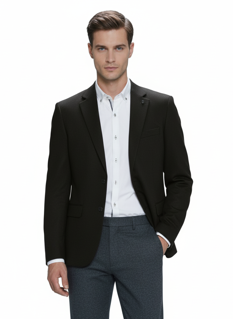 Black Blazer With Lapel Pockets