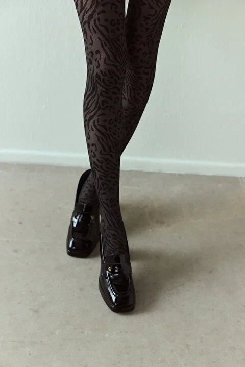 Penti Dark Grey Zebra Leopard Tights
