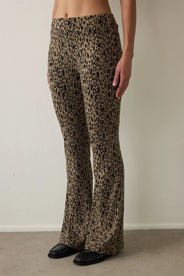 Penti Leopard Patterned High Waisted Bell-Bottomed Pant