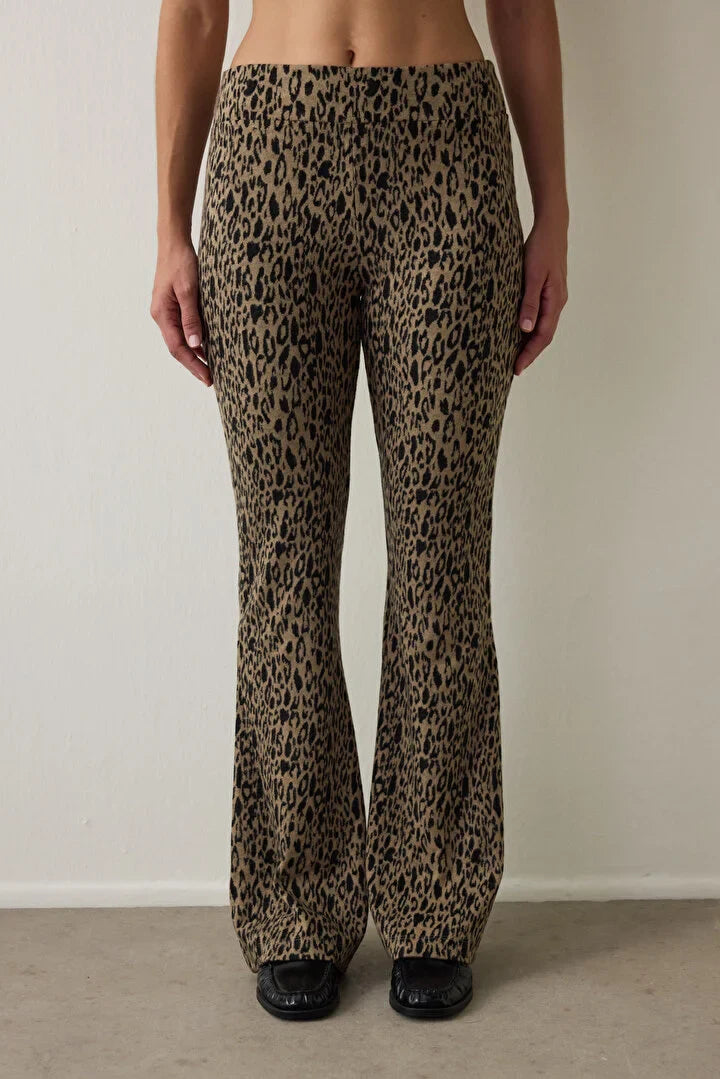 Penti Leopard Patterned High Waisted Bell-Bottomed Pant
