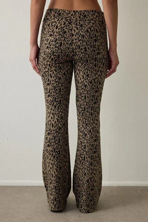 Penti Leopard Patterned High Waisted Bell-Bottomed Pant
