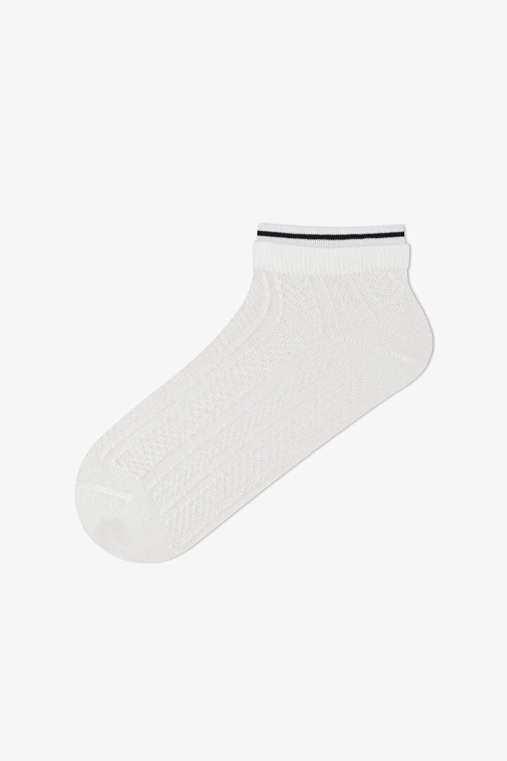 Penti 3 Pairs Seamless Toe Cotton Self-Patterned Socket Detail Footie Socks