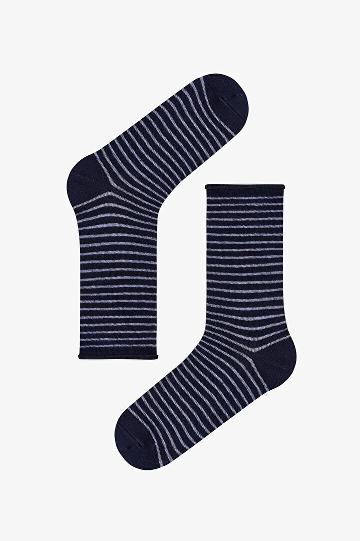 Penti Navy Relax Line Striped Cotton 5 Pack Ankle Socks