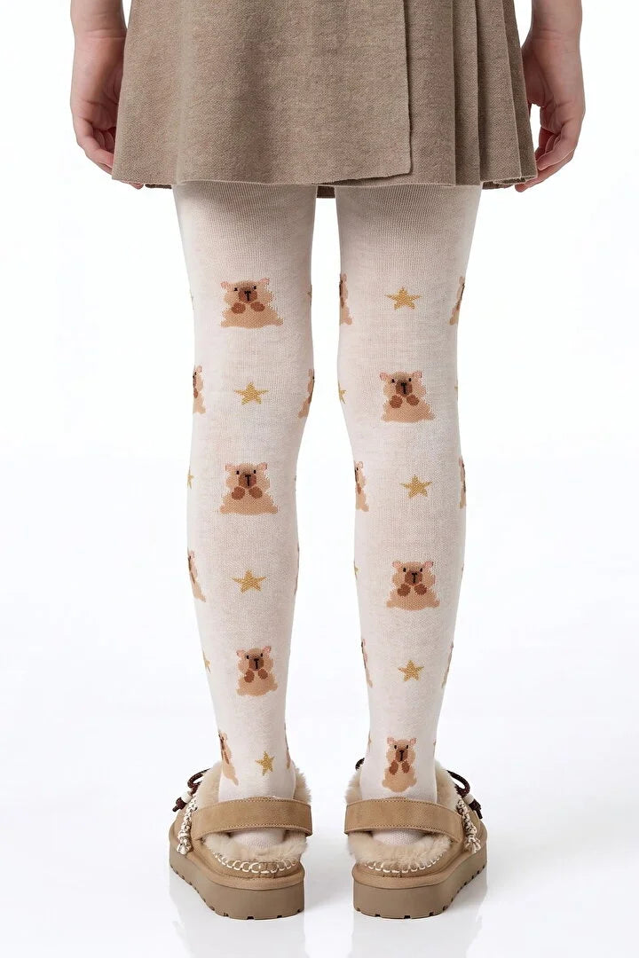 Penti Marshmallow Pretty Teddy Star Patterned Cotton Tights