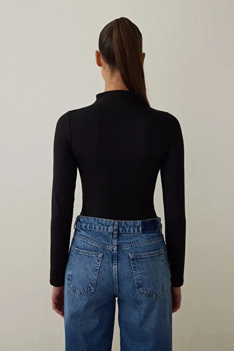 Penti Black Half Turtleneck Long Sleeve Bodysuit Top