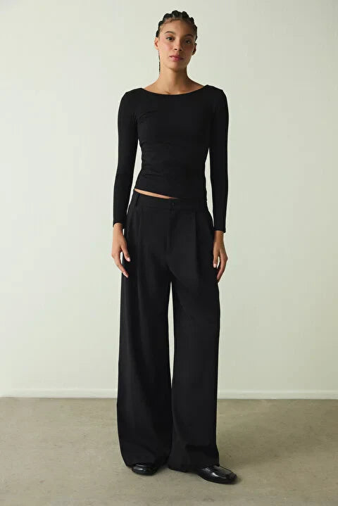 Penti Black Crew Neck Long Sleeve Slim Fit Top