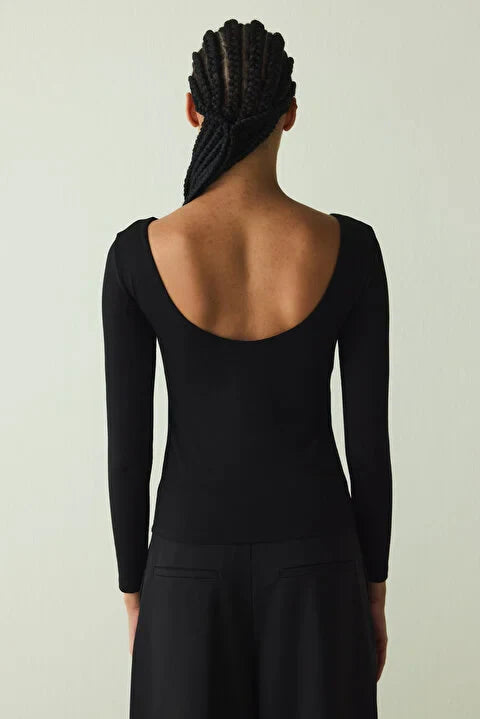 Penti Black Crew Neck Long Sleeve Slim Fit Top