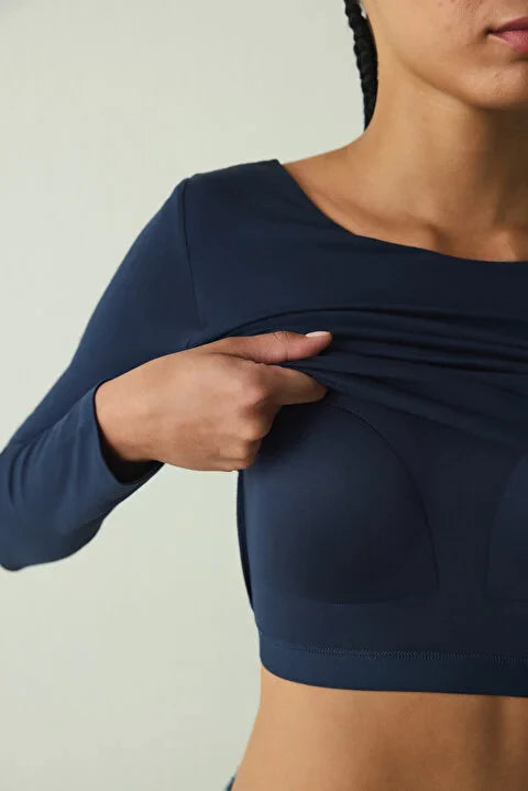 Penti Navy Crew Neck Long Sleeve Slim Fit Top