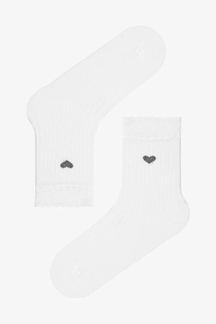 Penti 3 Pairs Of Cotton Heart Patterned Ruffle Socks