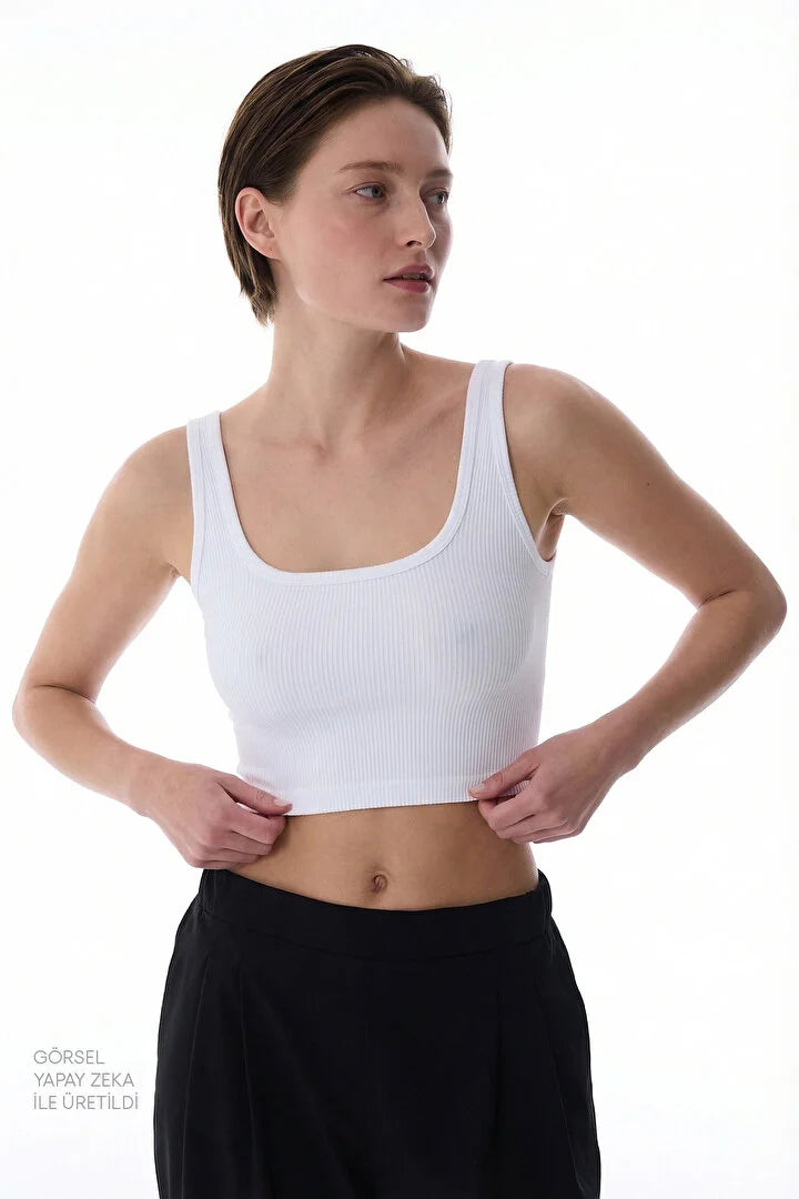 Penti White Seamless Square Neck Crop Top