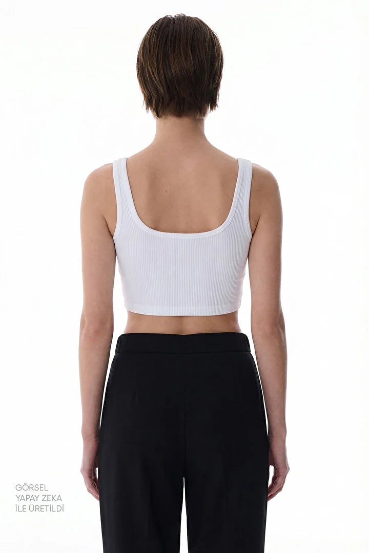 Penti White Seamless Square Neck Crop Top