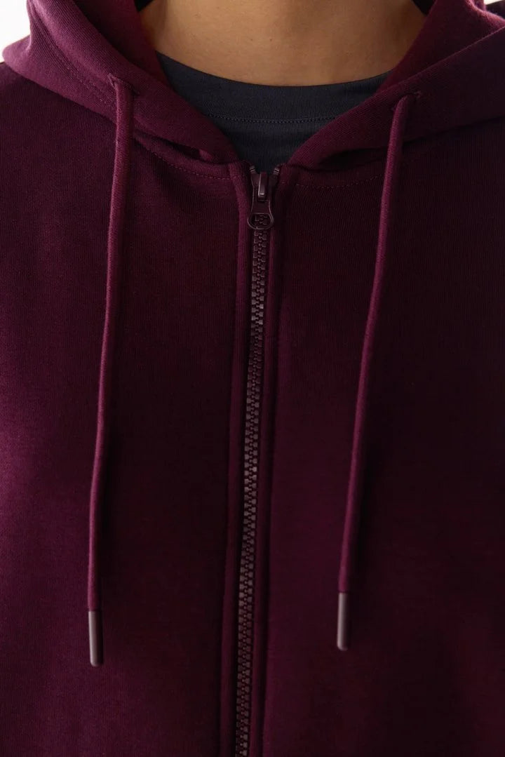 Penti Bordeaux Full Zipper Brushed Active Long Sleeve Sweatshirt