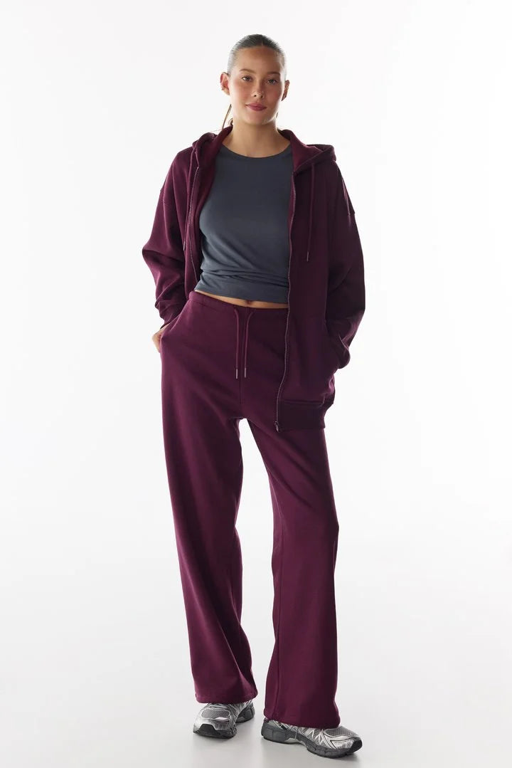 Penti Bordeaux Full Zipper Brushed Active Long Sleeve Sweatshirt