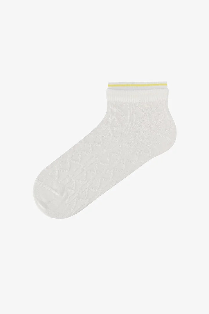 Penti 3 Pairs Seamless Toe Cotton Self-Patterned Socket Detail Footie Socks