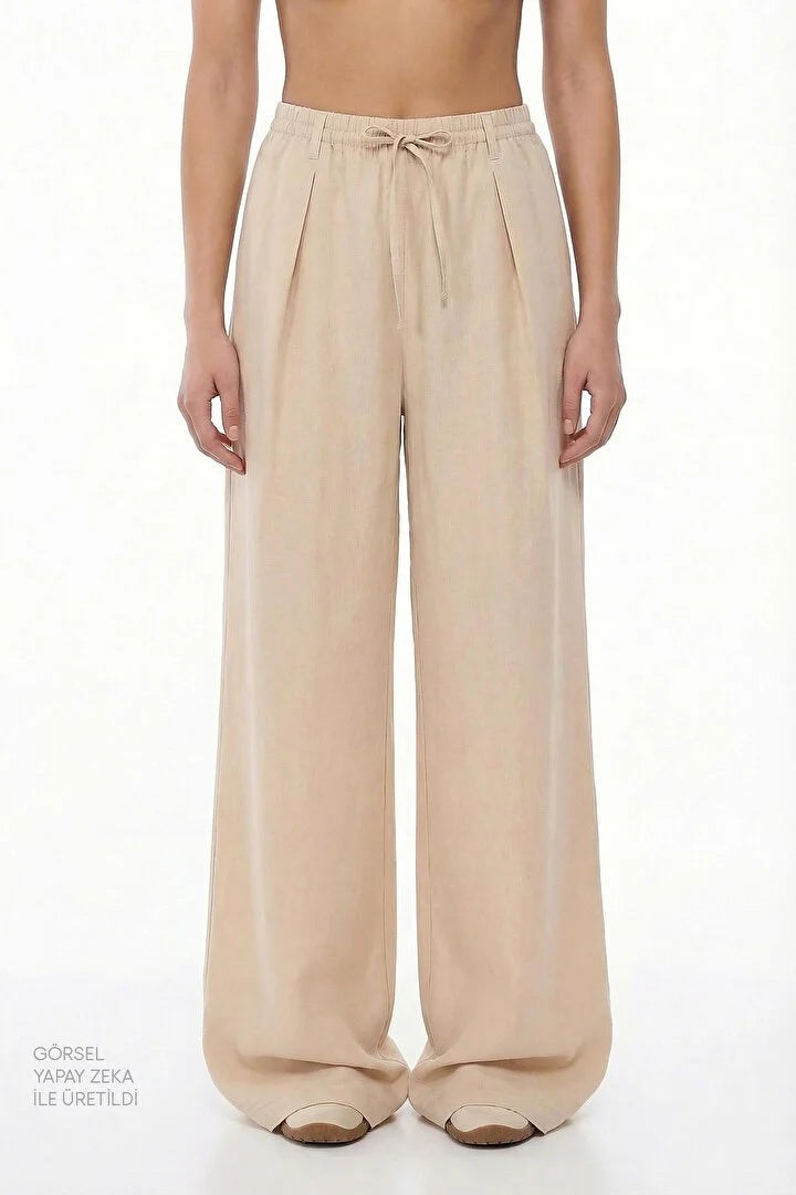 Penti Beige Linen High Waisted Pants