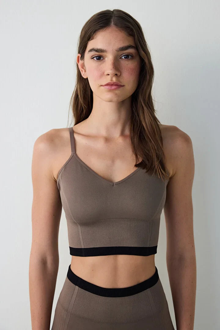 Penti Seamless Cross Strap Khaki Sport Bra