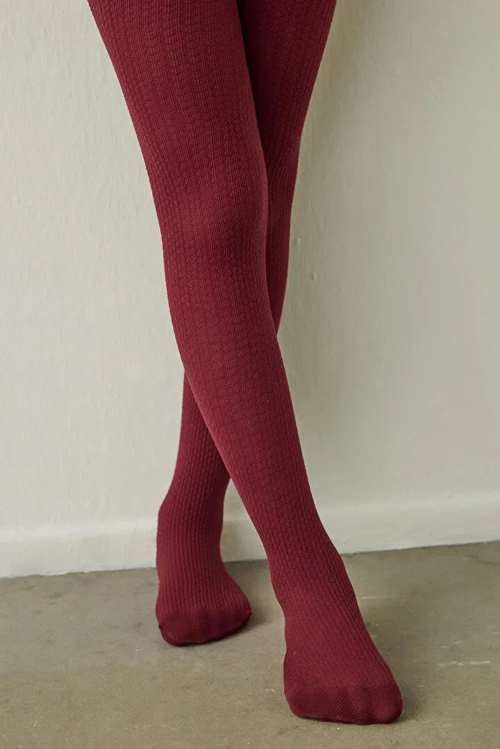 Penti Girls' Pretty 90 Denier Micro Pantyhose Bordeaux Tight