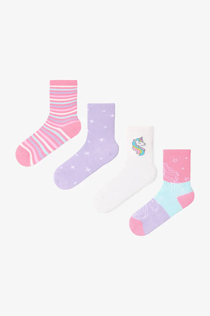 Penti Multicolored Girl Galaxy Unicorn 4 Pack Socks