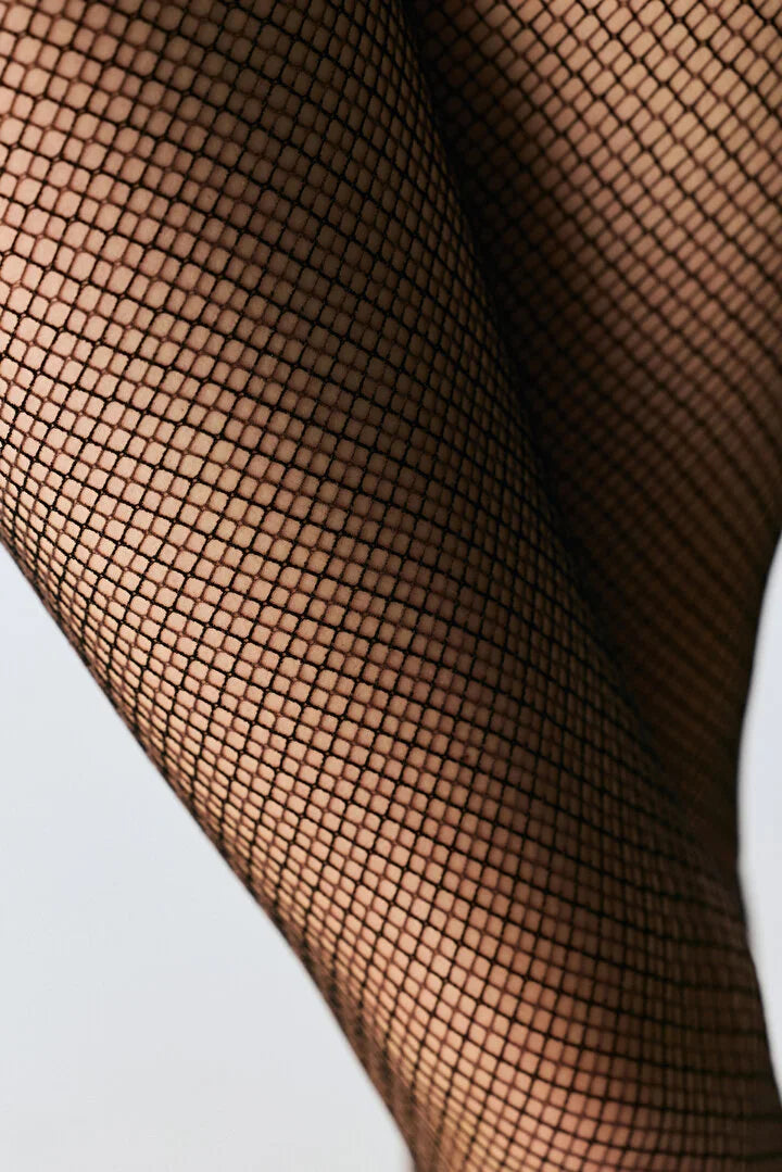 Penti Black Mini Diamond Geometric Print Mesh Tights