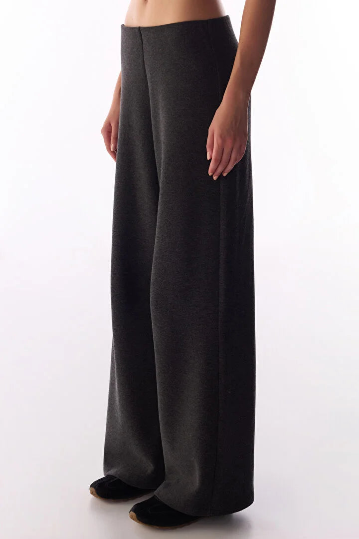 Penti Anthracite Warm Touch Wide Leg Melange Trousers
