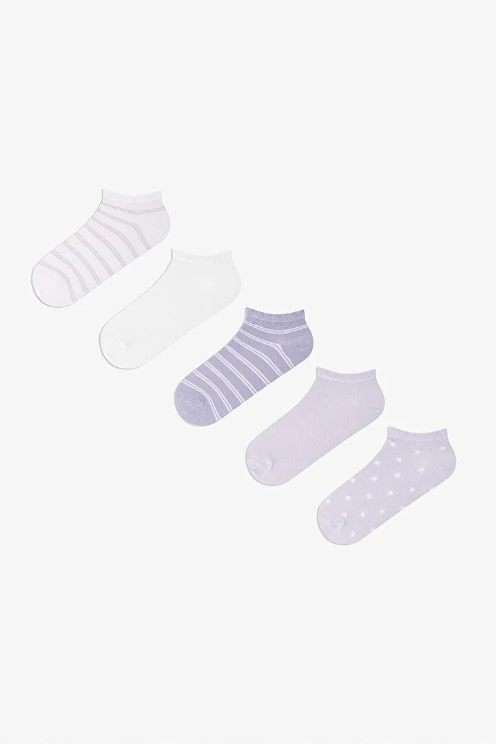 Penti 5 Pairs Cotton Star Patterned Footie Socks
