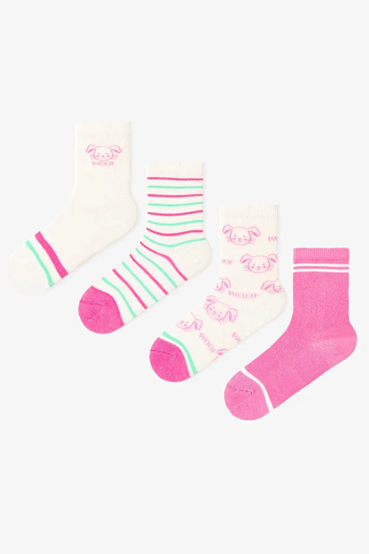 Penti Multicolored Girl Pinky Woof 4-Pack Socks
