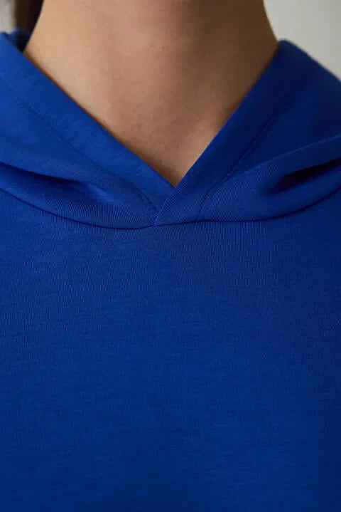 Penti Blue Silky Feel Hooded Slogan Printed Sweater