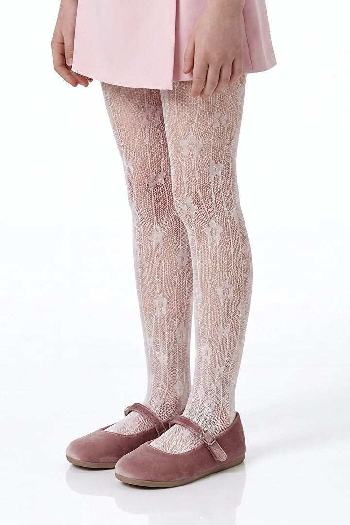 Penti White Pretty Floral Fishnet Tights