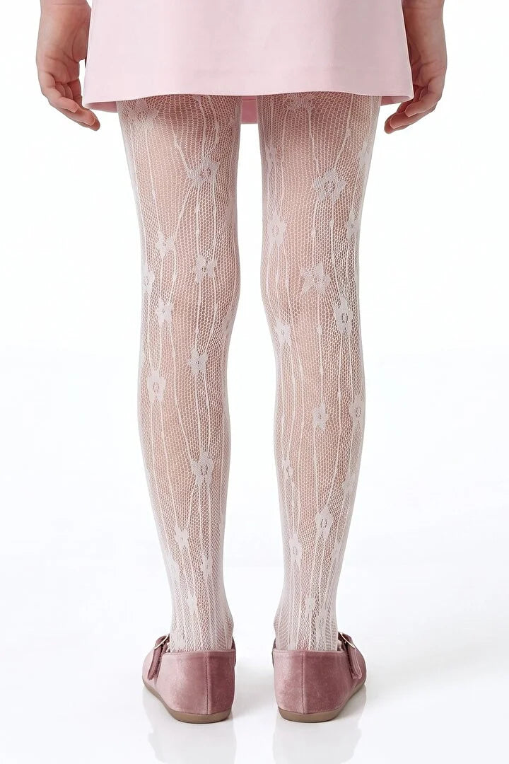 Penti White Pretty Floral Fishnet Tights