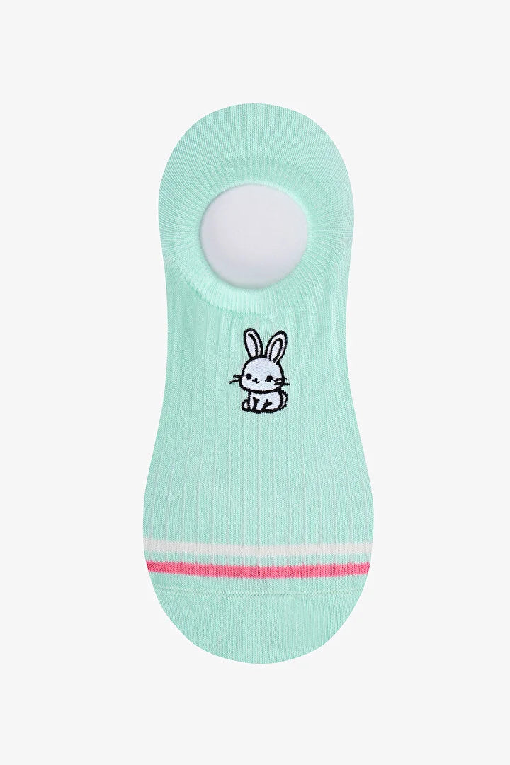 Penti 3 Pairs Seamless Toe Cotton Colorful Bunny Embroidered Sneaker Socks