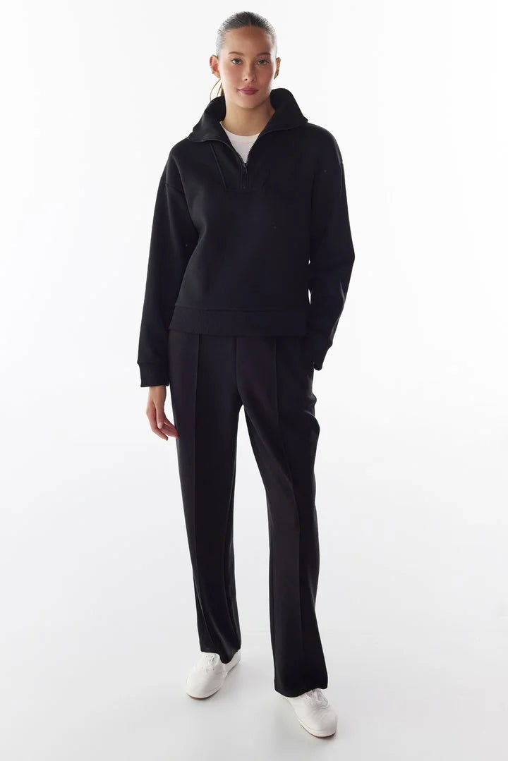 Penti Black Half Zip Brushed Rib Long Sleeve Sweatshirt
