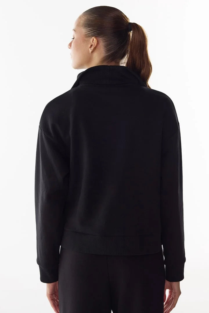 Penti Black Half Zip Brushed Rib Long Sleeve Sweatshirt