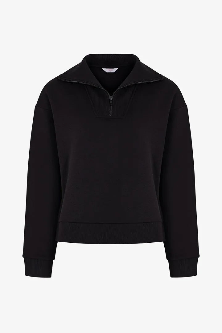 Penti Black Half Zip Brushed Rib Long Sleeve Sweatshirt