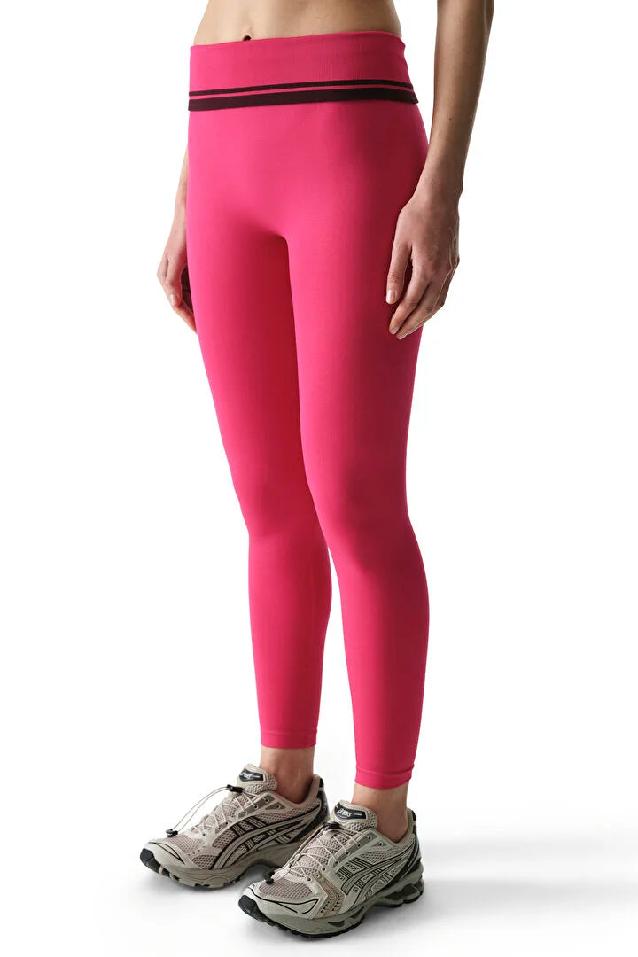 Penti Fuchsia Seamless Foldable High-Waisted Leggings